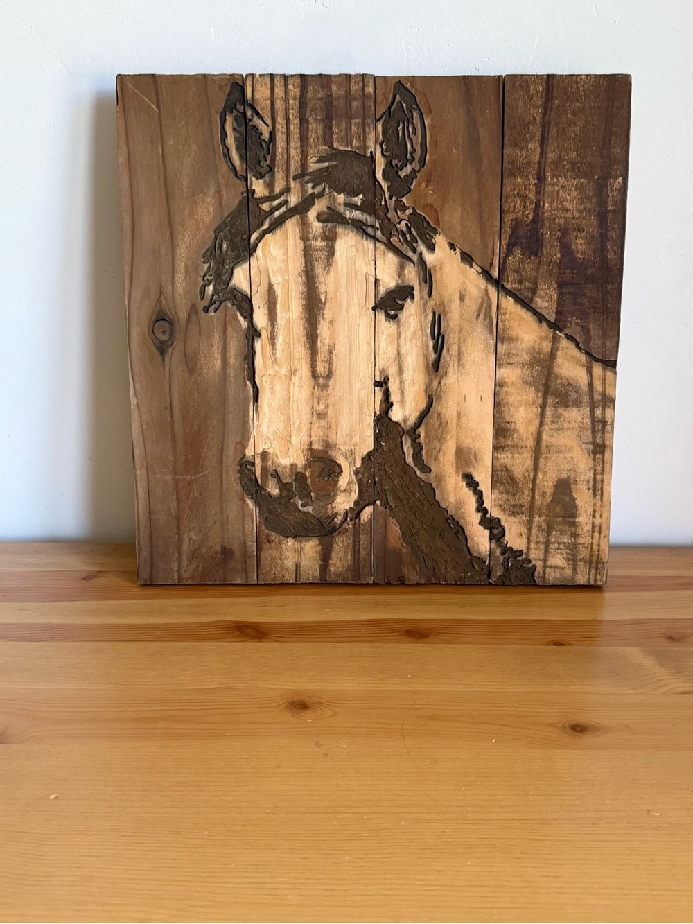 Rustic Wood Horse Wall Art - Brown & Natural